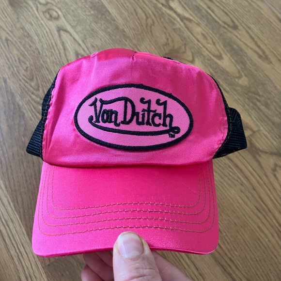 EUC Vintage Von Dutch Silky Hot Pink and Black Trucker Hat - Picture 7 of 10